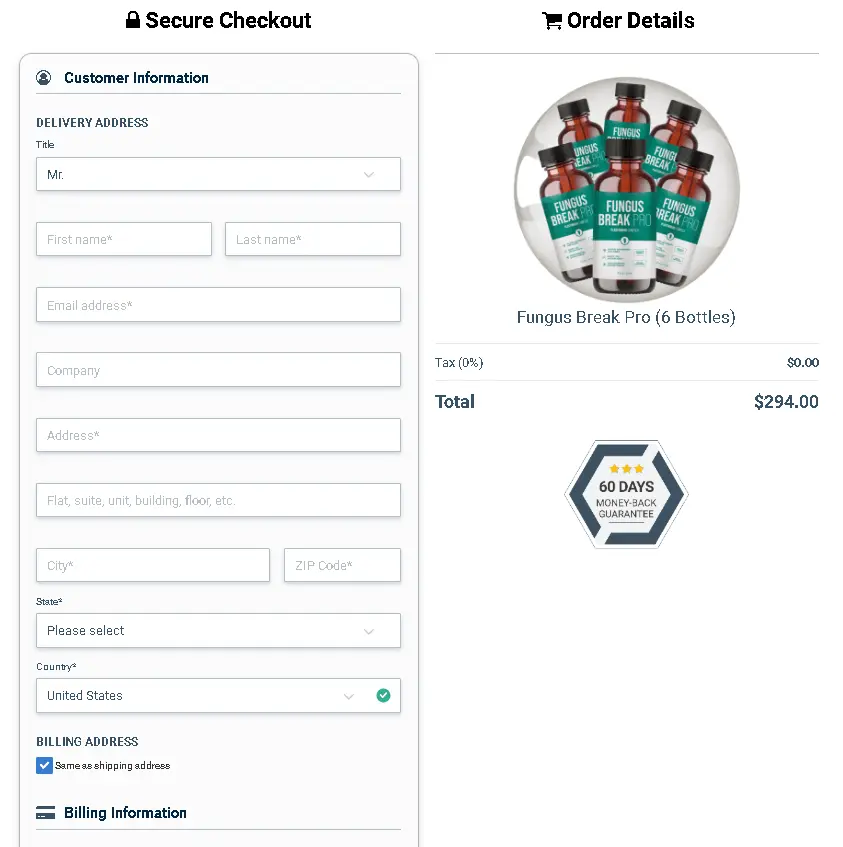Fungus Break Pro order page